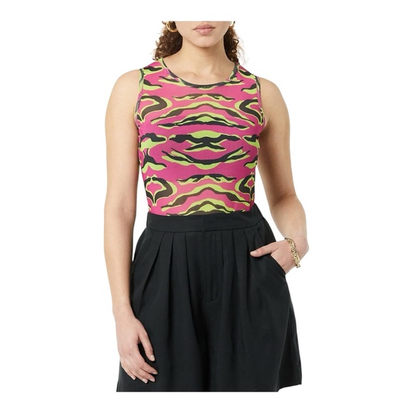 Terea Astrid Sleeveless Mesh Bodysuit Pink Green Black Size XL New with Tag - Picture 3 of 8